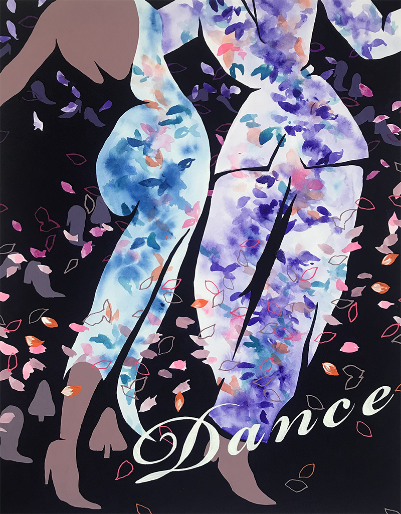 2023年度多摩美術大学グラフィックデザイン学科合格者入試再現作品「リズムをテーマに「Dance」の文字を配して色彩構成しなさい。」（平面構成）