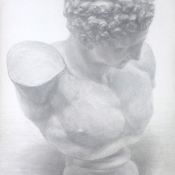 東京藝術大学デザイン科 石膏デッサン 石膏像:ヘルメス 使用画財:鉛筆 (在校生徒作品)