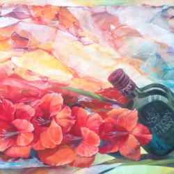 東京藝術大学工芸科 平面構成
モチーフ:瓶、アルミホイル、グラジオラス
(在校生徒作品)